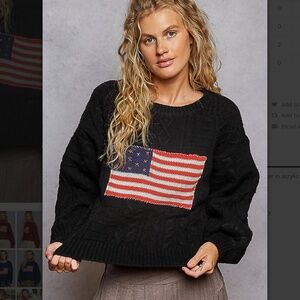 POL “ Greta “ POL Sweater with Flag and Stud Detail